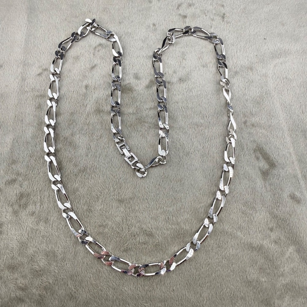 Vintage Monet Necklace Silver Tone Chain Figaro‎ 19"